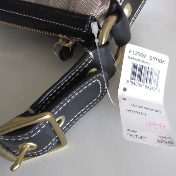 NWT Rare COACH Legacy Sig. F12869 canvas/leather shoulder bag - Picture 9 of 11